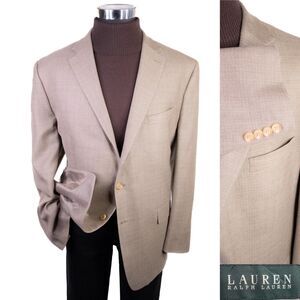 Ralph Lauren Mens Blazer Sz 48R Sport Coat Jacket Silk 2-Button Micro Check